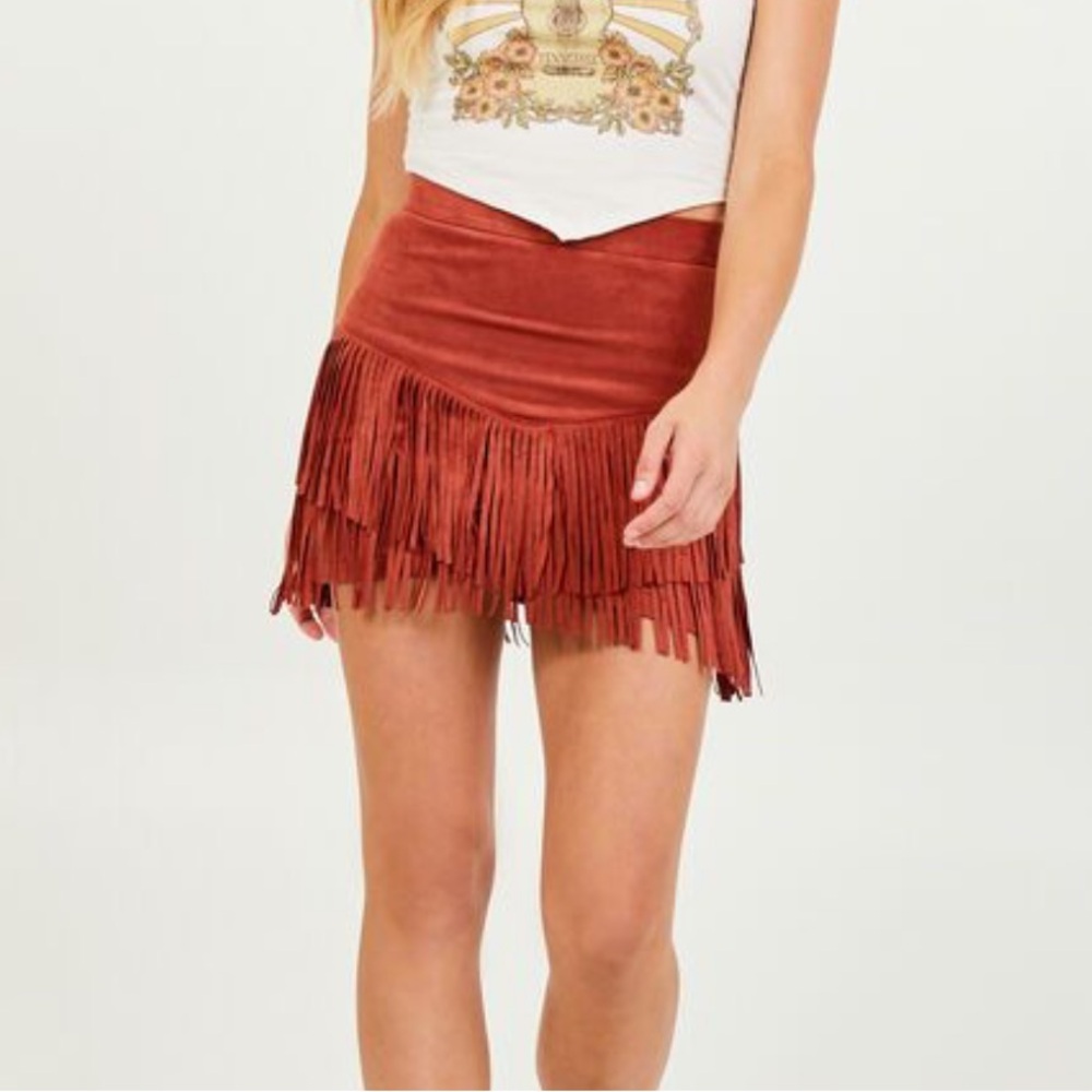 Fringed Rust Skirt